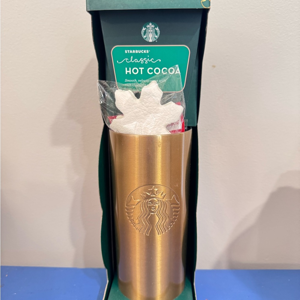 Starbucks Gold Tumbler with Embossed Logo